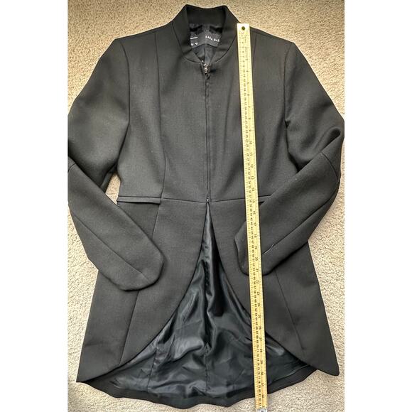 Zara Basic Black Wool Structured Zip Power Blazer Jacket Size M Corporatecore - Picture 10 of 10